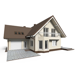 image of a modern house on a white background representing home equity loans for crossroads