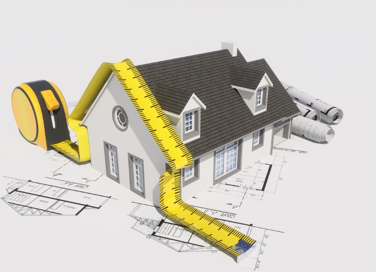 illustration of house on top of house plans for renovation