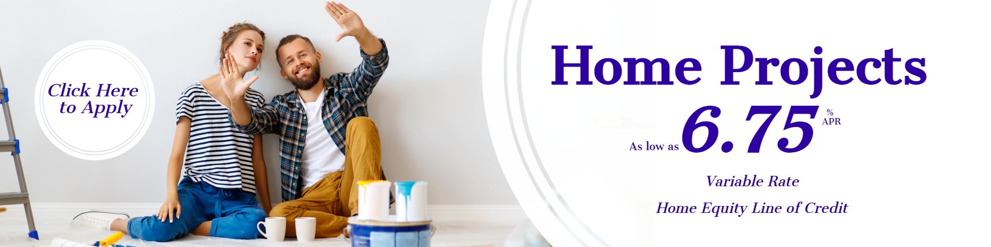 Young couple imaging their new home renovation with Home Equity Line of Credit Loan 6.75%
