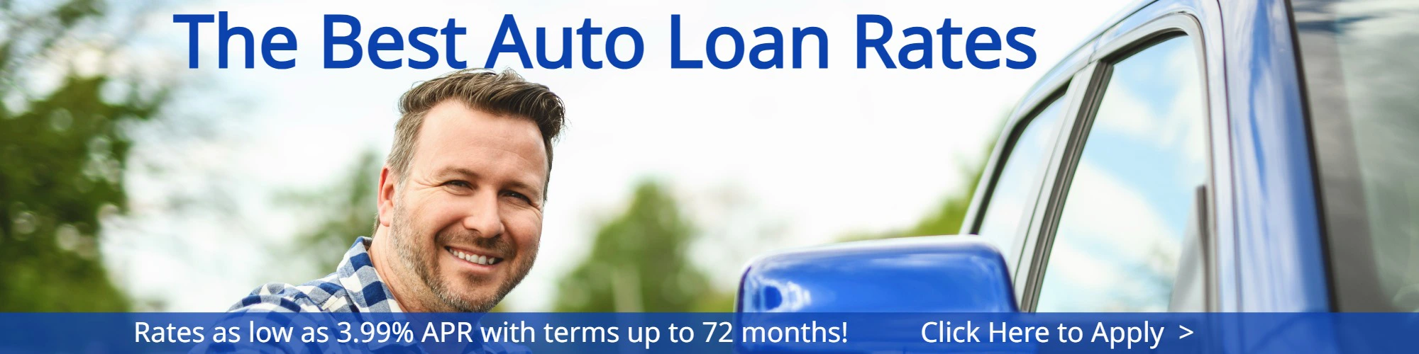 man smiling and next to new car he bought with crossroads community fcu auto loan