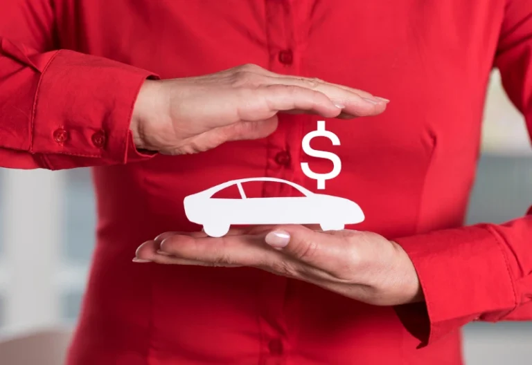close up of persons hands parallel to each other with a graphic of dollar sign and car to represent insurance protection